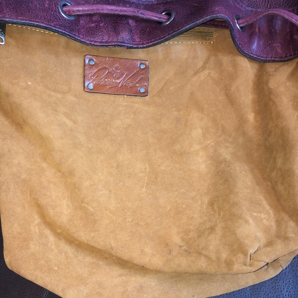 PATRICIA NASH Red Wine Woven Leather Crossbody Shoulder Bucket Bag w/ Grommets - Picture 11 of 17